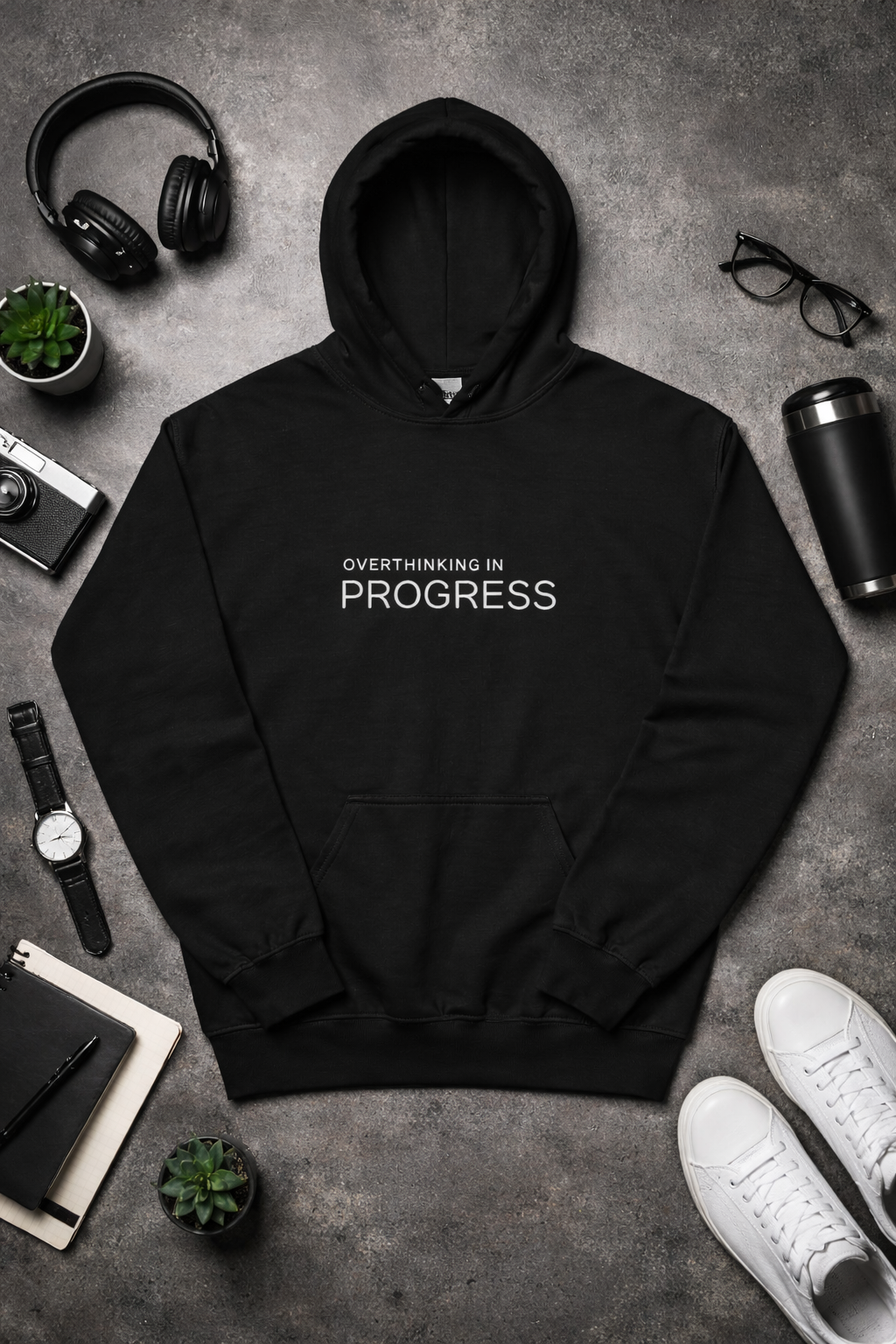 over thinking in progress hoodie