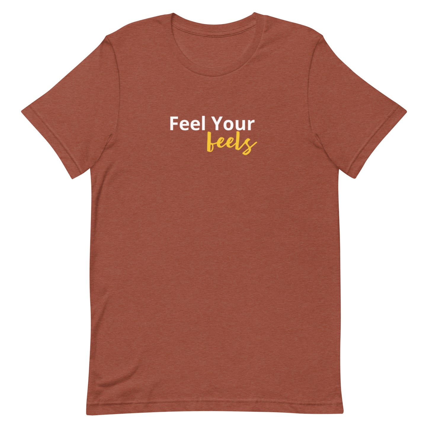 feel your feels t-shirt, self care mental health graphic tee with minimal streetwear design