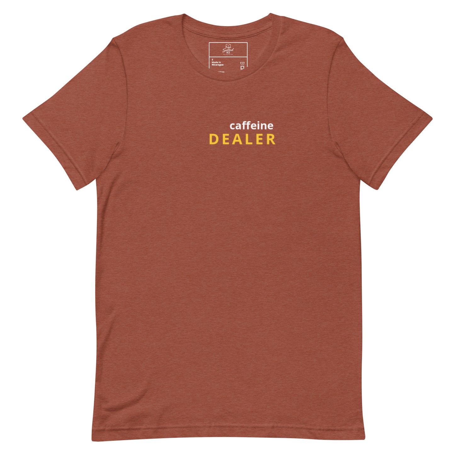 caffeine dealer t-shirt, funny coffee lover tee with minimal streetwear graphic design