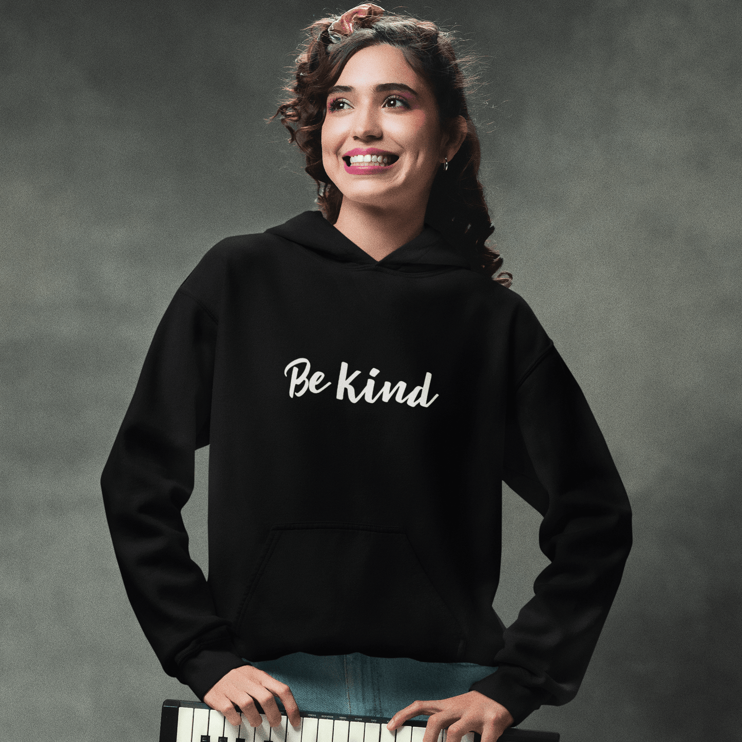 be kind hoodie, positive message sweatshirt with minimal streetwear design