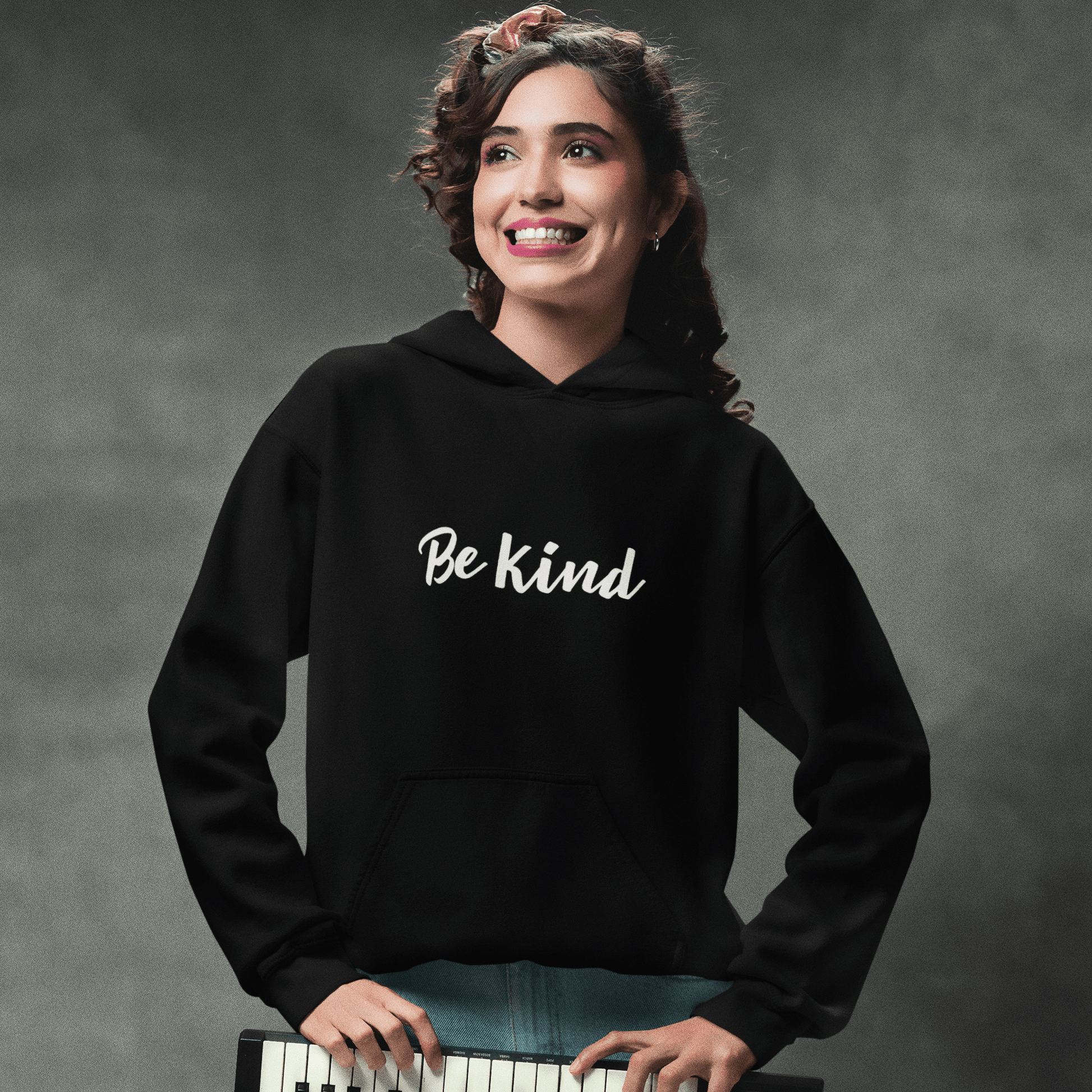 Be Kind hoodie, positive message sweatshirt with minimal streetwear design