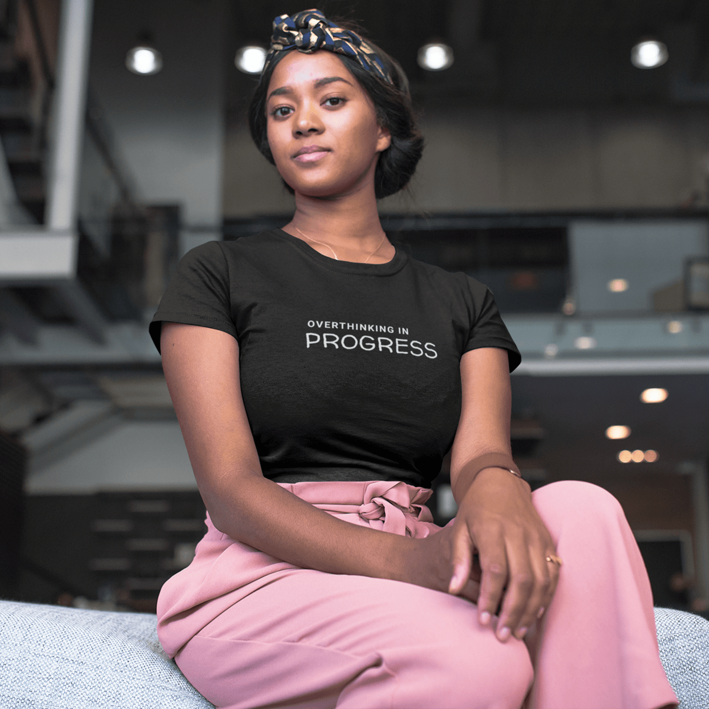 overthinking in progress t-shirt, funny anxiety introvert graphic tee with minimal streetwear design