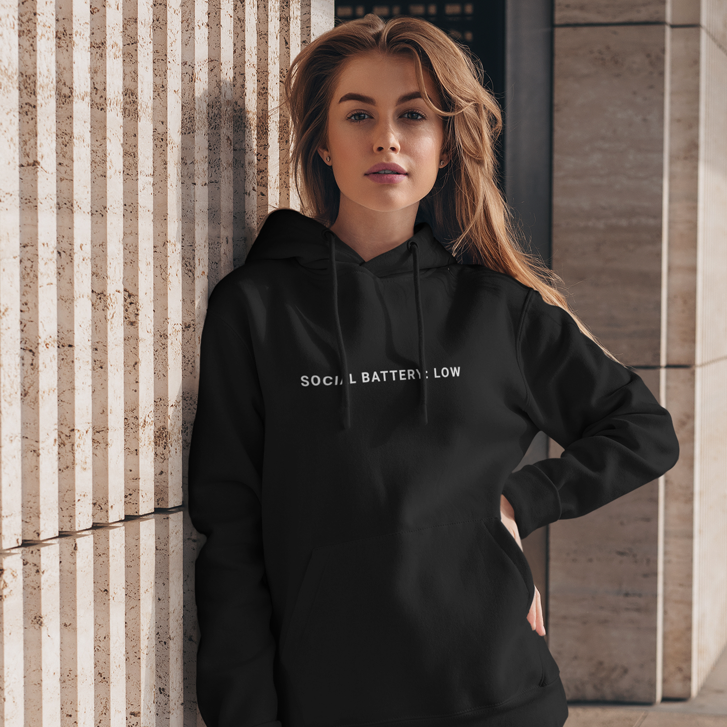 social battery: low hoodie