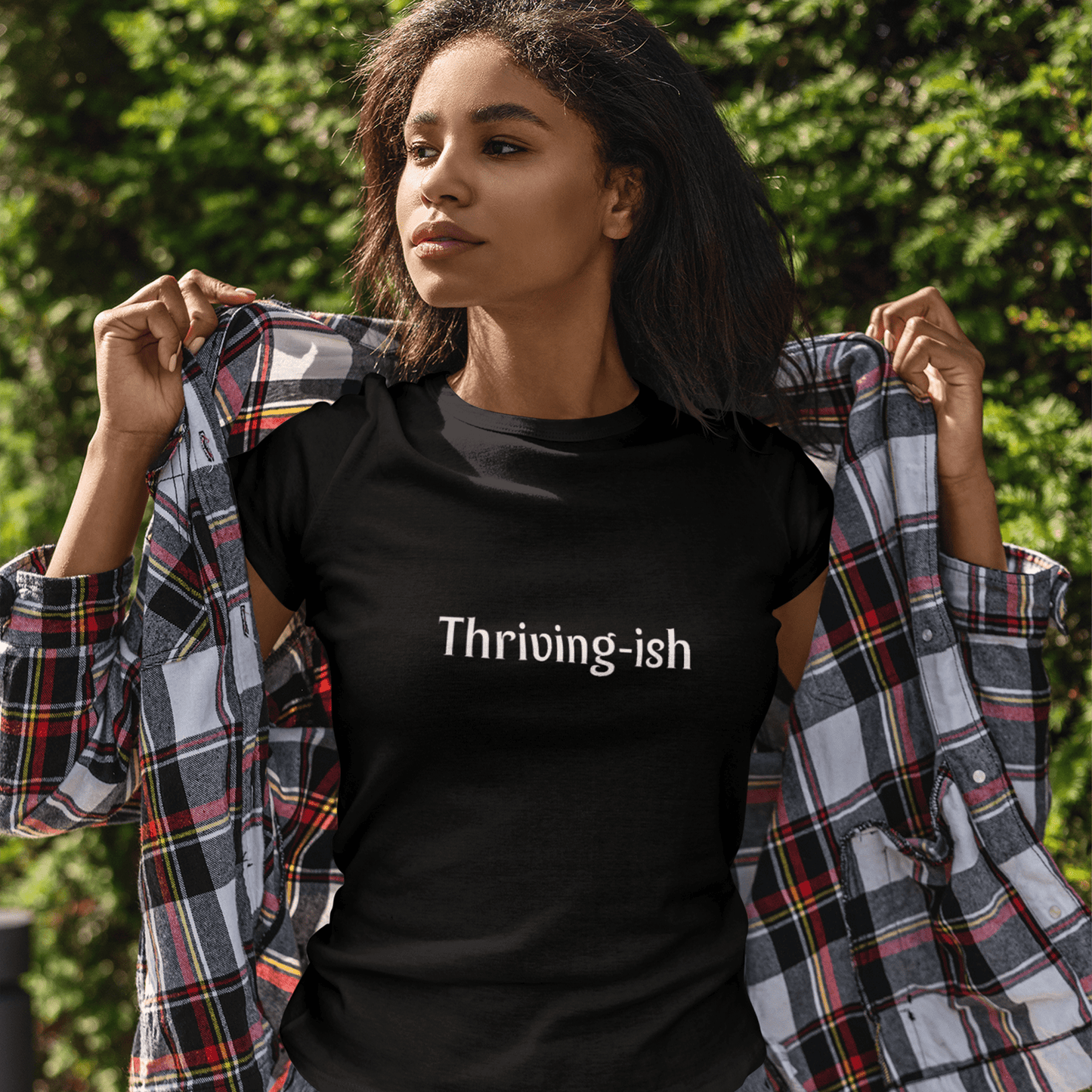 thriving-ish t-shirt, mental health tee with minimal streetwear graphic design