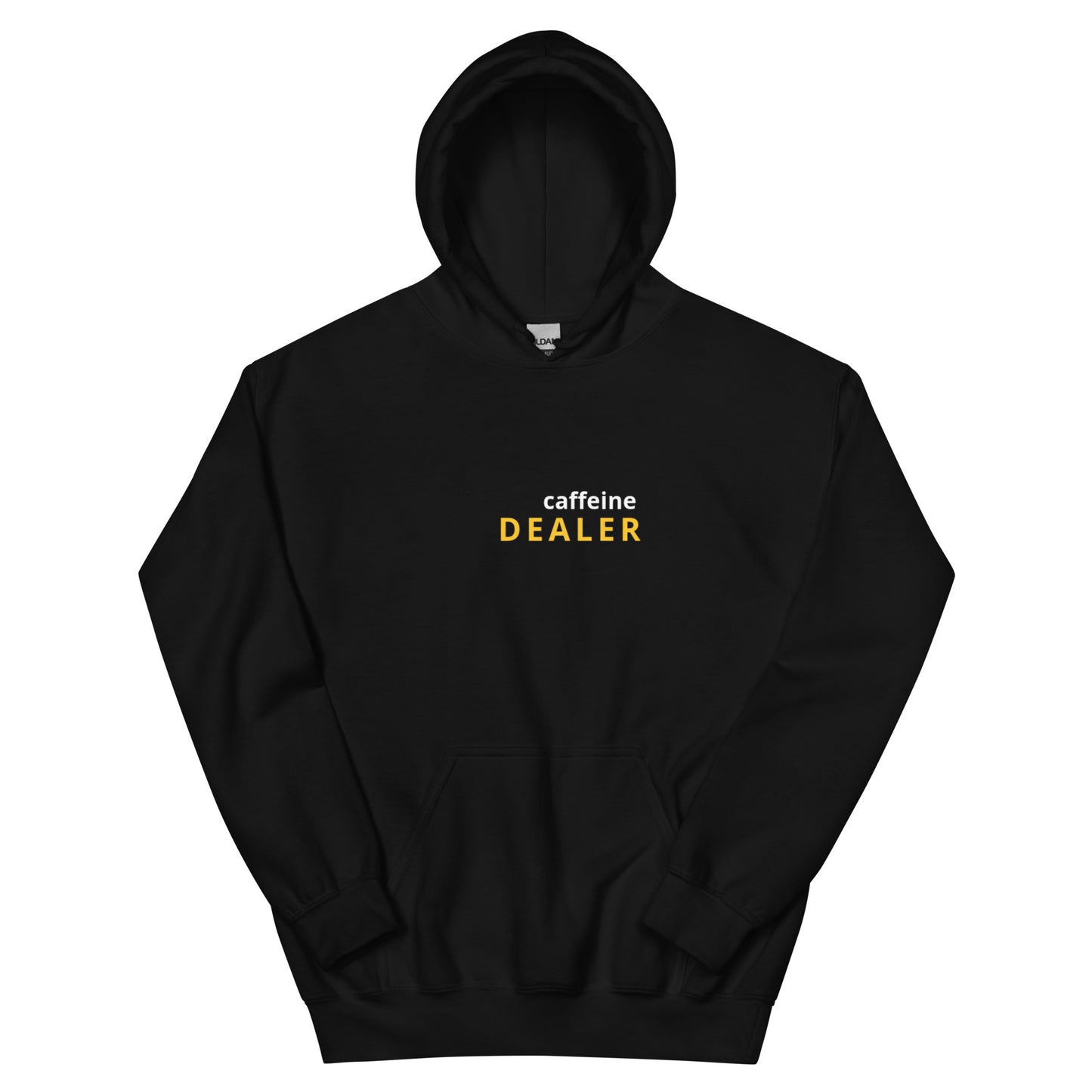 caffeine dealer hoodie, funny coffee lover sweatshirt with minimal streetwear design