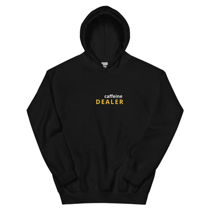 Caffeine Dealer hoodie, funny coffee lover sweatshirt with minimal streetwear design