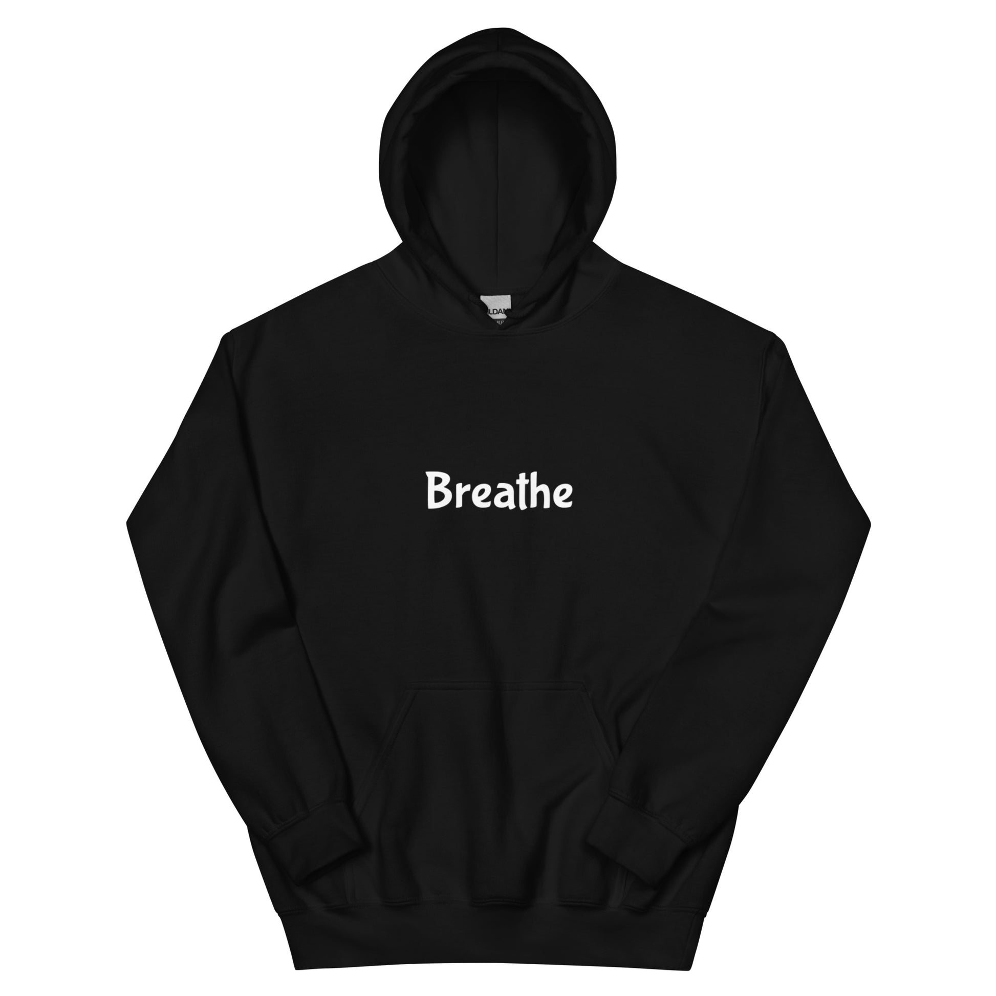 Breathe hoodie, mental health calm sweatshirt with minimal streetwear design