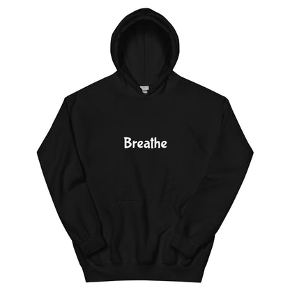 Breathe hoodie, mental health calm sweatshirt with minimal streetwear design