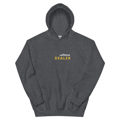 Caffeine Dealer hoodie, funny coffee lover sweatshirt with minimal streetwear design