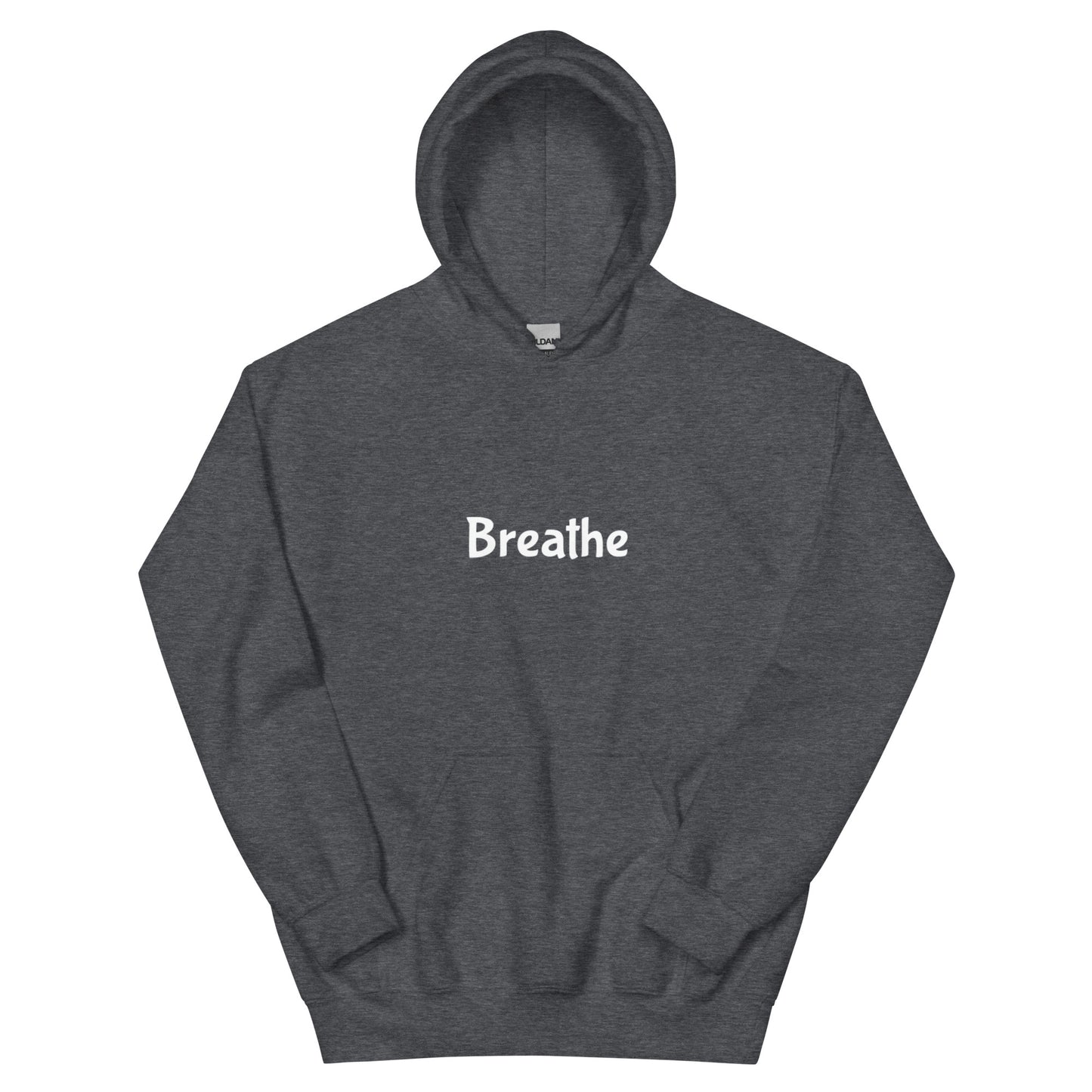breathe hoodie, mental health calm sweatshirt with minimal streetwear design