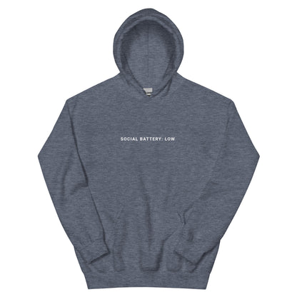 Salted Ice Social Battery: Low Hoodie | social battery low aesthetic hoodie | introvert vibes meme hoodie | gen z low-energy streetwear hoodie | minimalist mood quote hoodie