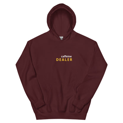 Caffeine Dealer hoodie, funny coffee lover sweatshirt with minimal streetwear design