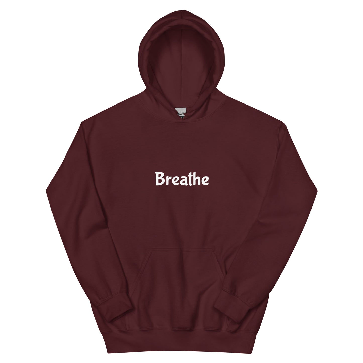 breathe hoodie, mental health calm sweatshirt with minimal streetwear design