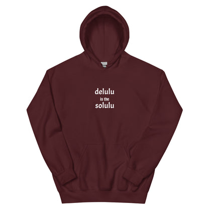 Delulu Is The Solulu hoodie, viral meme sweatshirt with minimal streetwear design