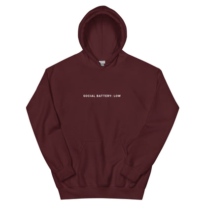 Salted Ice Social Battery: Low Hoodie | social battery low aesthetic hoodie | introvert vibes meme hoodie | gen z low-energy streetwear hoodie | minimalist mood quote hoodie