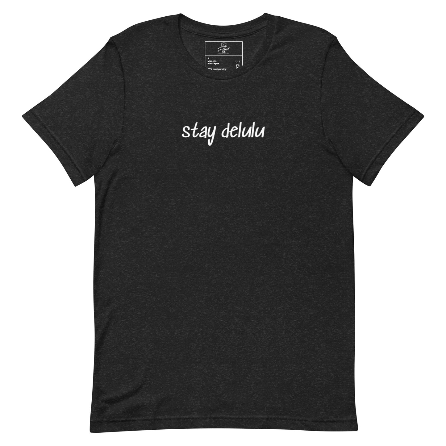 stay delulu t-shirt, funny meme graphic tee with viral internet slang design
