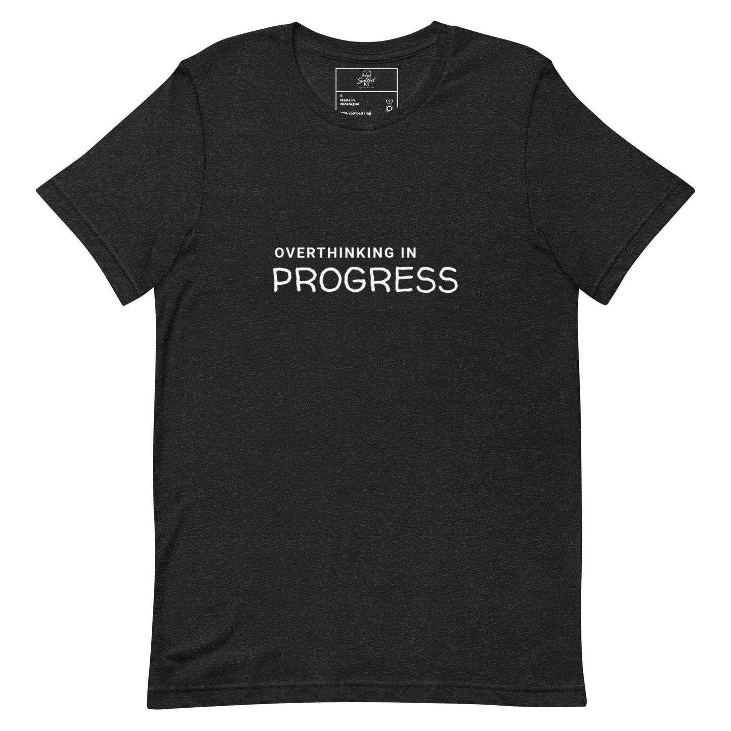 overthinking in progress t-shirt, funny anxiety introvert graphic tee with minimal streetwear design