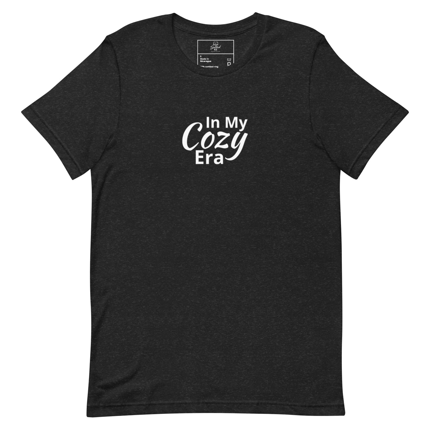 salted ice in my cozy era t-shirt | in my cozy era aesthetic t-shirt | comfy vibes graphic tee | gen z cozy streetwear t-shirt | minimalist comfort quote tee