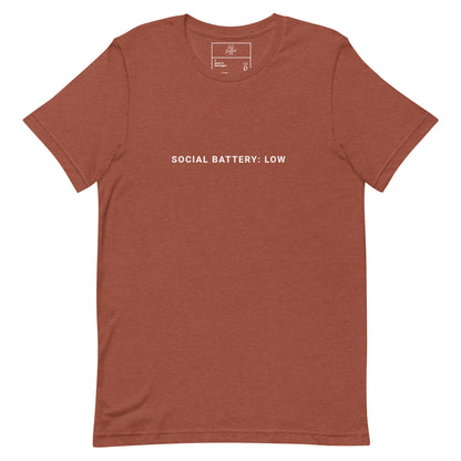Salted Ice Social Battery: Low T-Shirt | social battery low aesthetic t-shirt | introvert vibes meme graphic tee | gen z low-energy streetwear t-shirt | minimalist mood quote t-shirt