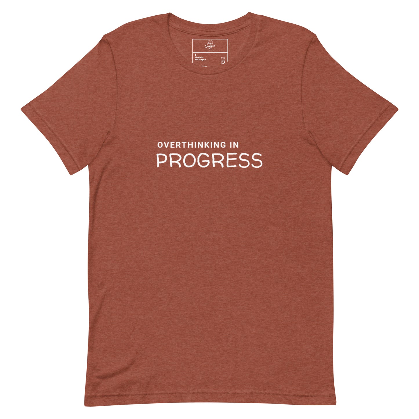 overthinking in progress t-shirt, funny anxiety introvert graphic tee with minimal streetwear design