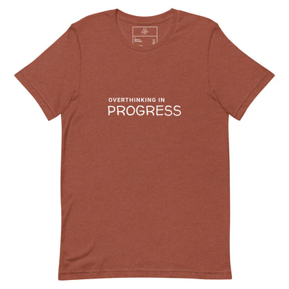 Overthinking In Progress t-shirt, funny anxiety introvert graphic tee with minimal streetwear design