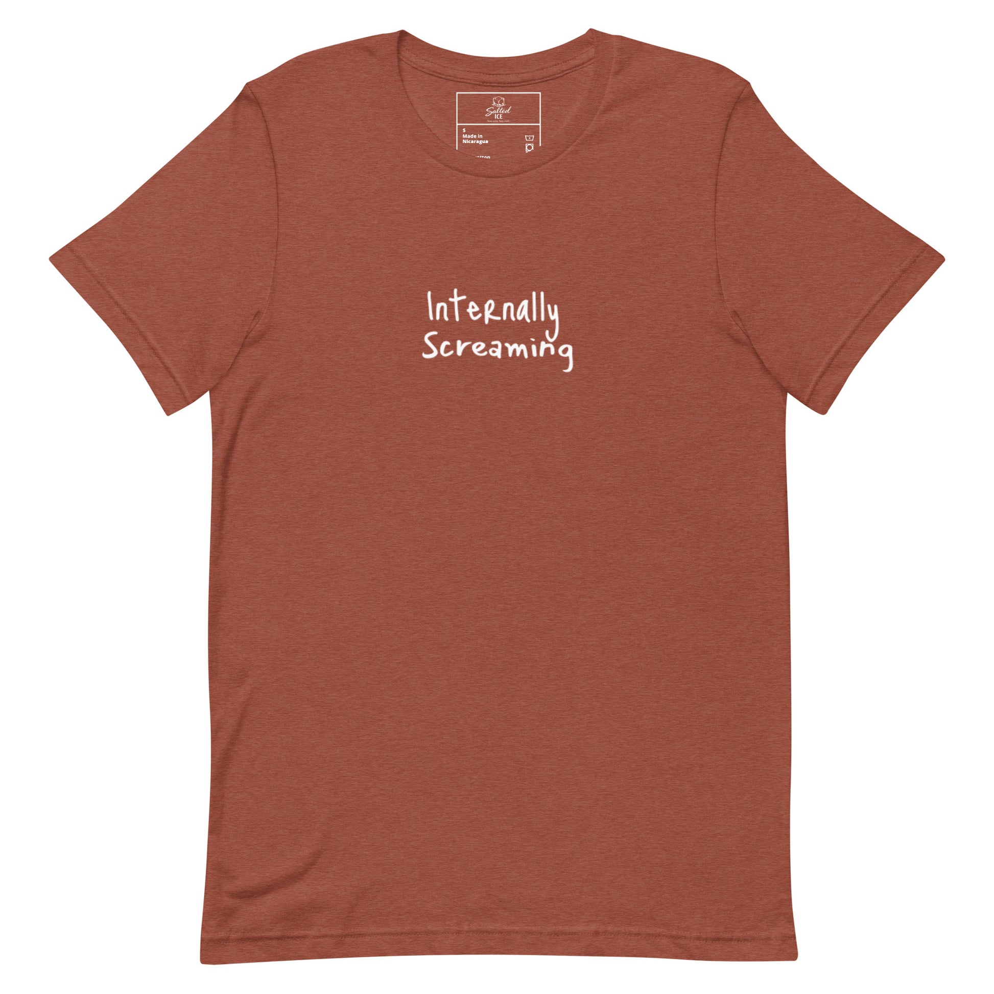Salted Ice Internally Screaming T-Shirt | internally screaming aesthetic t‑shirt | funny stressed meme graphic tee | gen z anxious vibes streetwear t‑shirt | minimalist chaotic energy quote tee