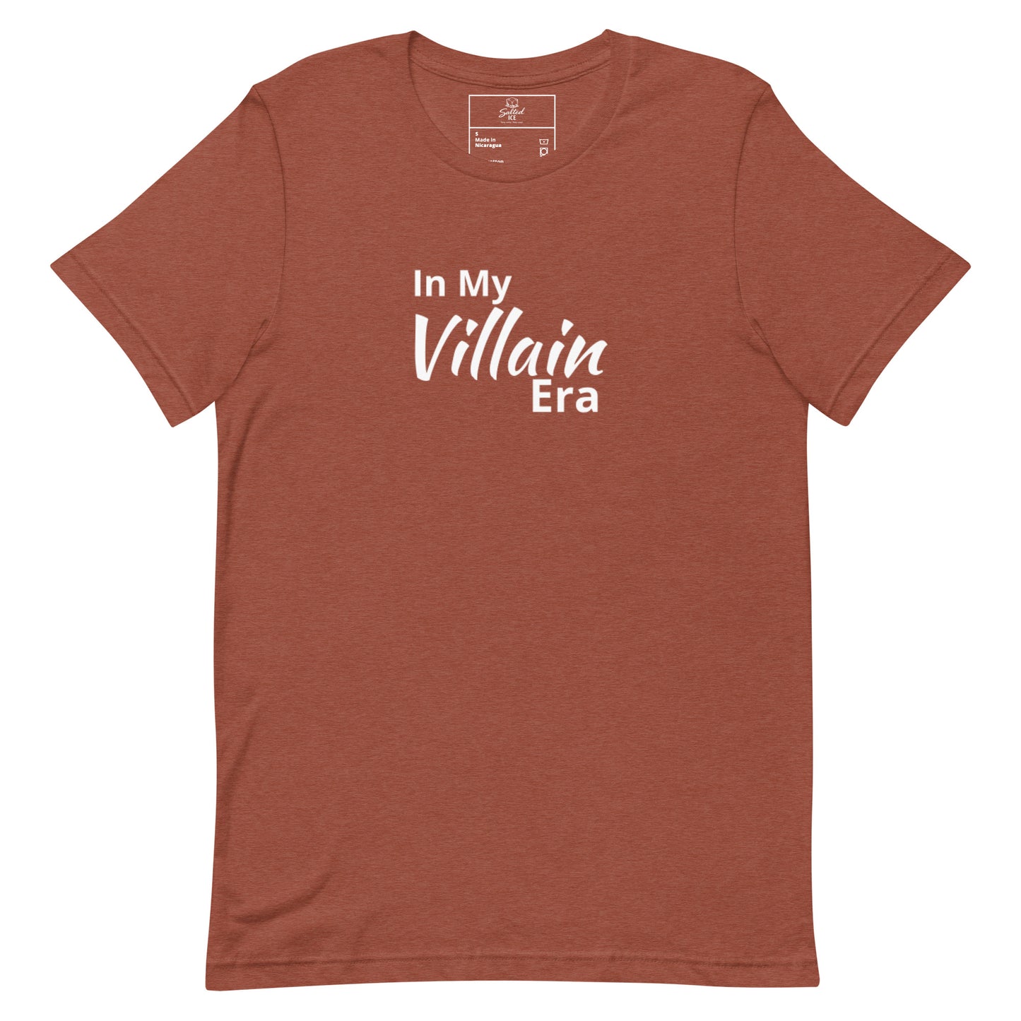 salted ice in my villain era t-shirt | in my villain era aesthetic t-shirt | funny edgy meme graphic tee | gen z villain vibes streetwear t-shirt | minimalist bold quote tee