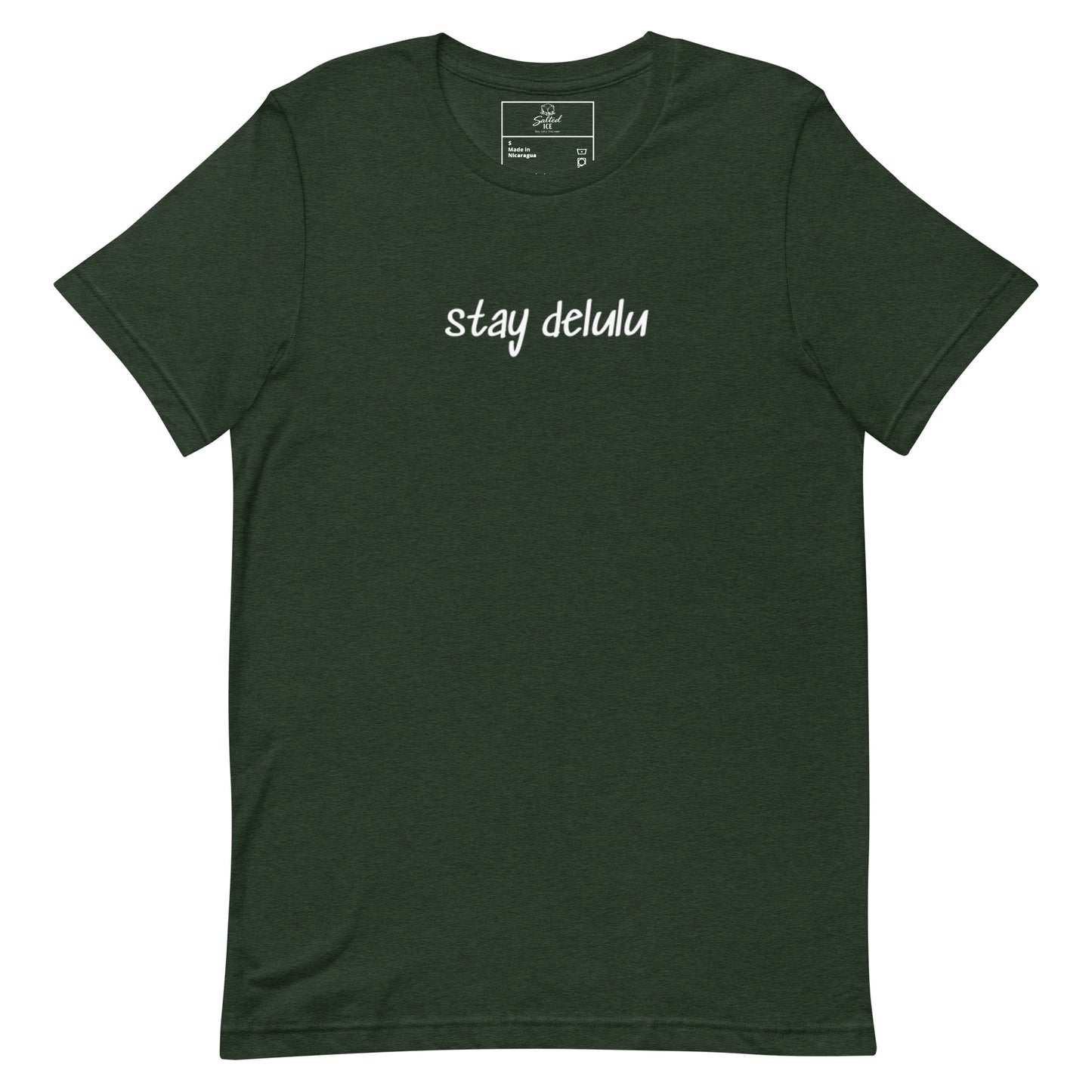stay delulu t-shirt, funny meme graphic tee with viral internet slang design