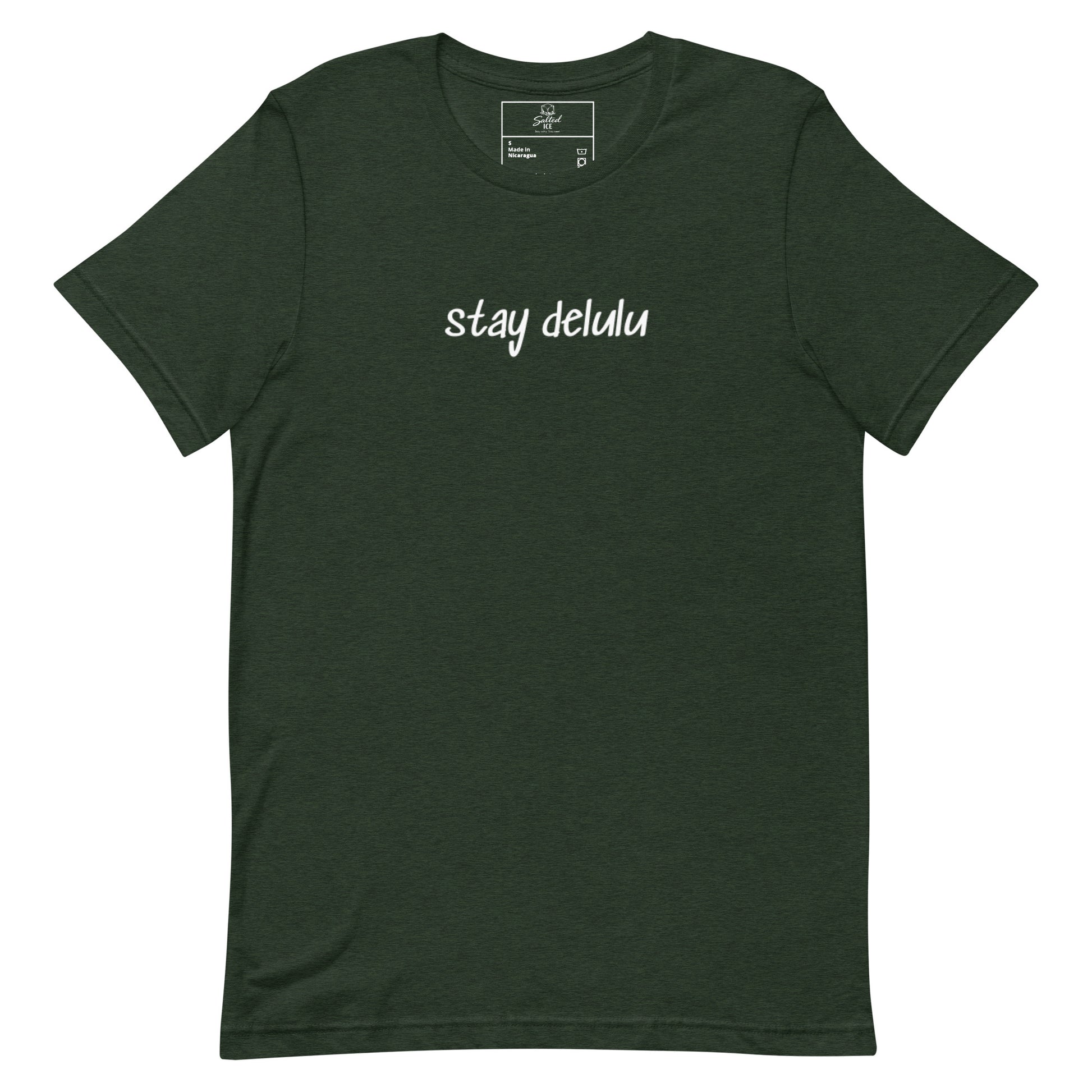 Stay Delulu t-shirt, funny meme graphic tee with viral internet slang design