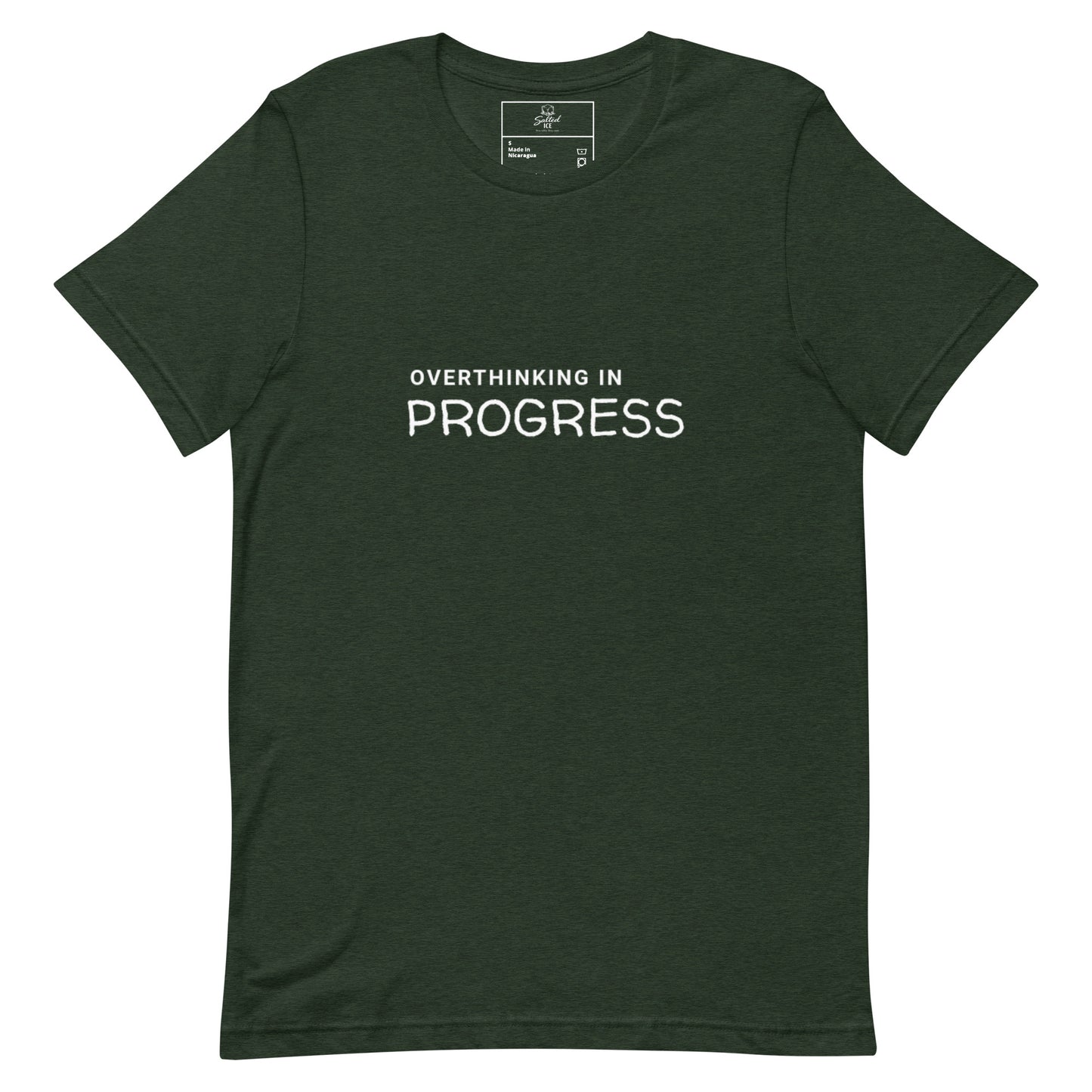 overthinking in progress t-shirt, funny anxiety introvert graphic tee with minimal streetwear design