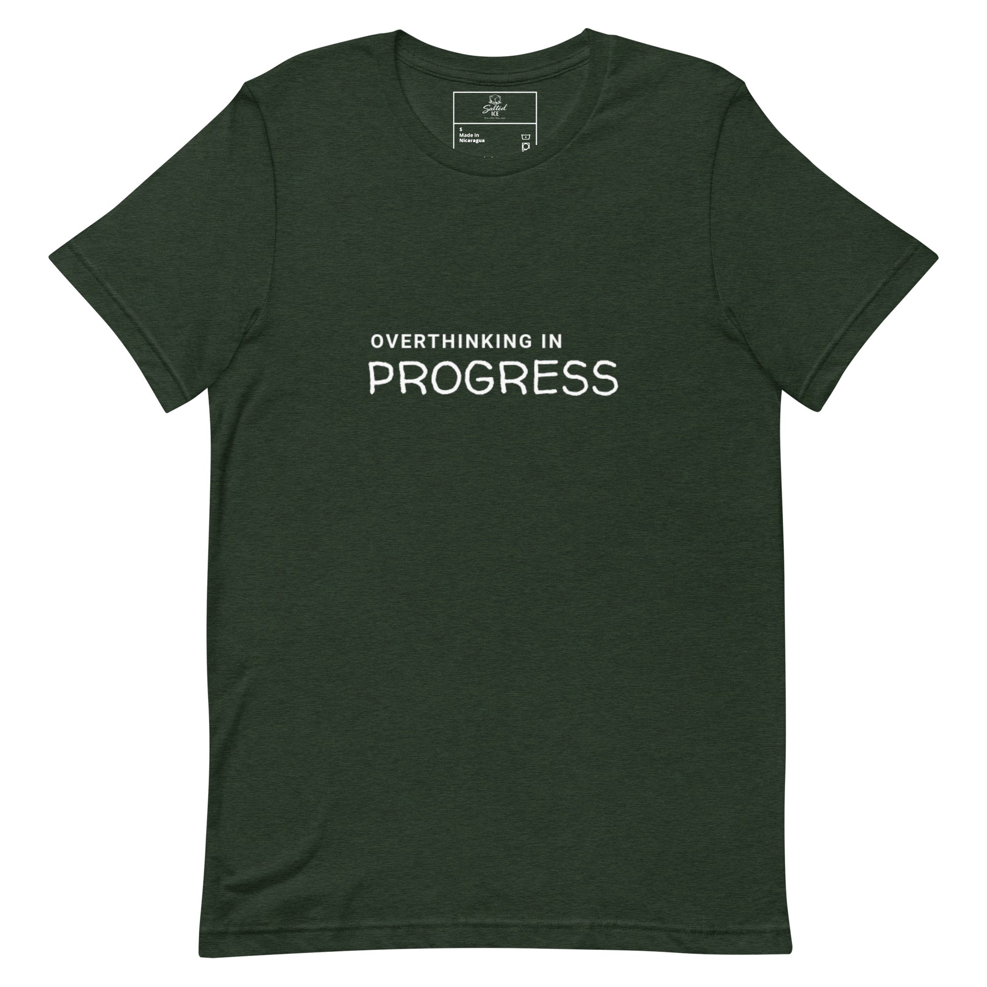 Overthinking In Progress t-shirt, funny anxiety introvert graphic tee with minimal streetwear design