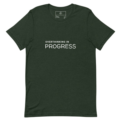Overthinking In Progress t-shirt, funny anxiety introvert graphic tee with minimal streetwear design