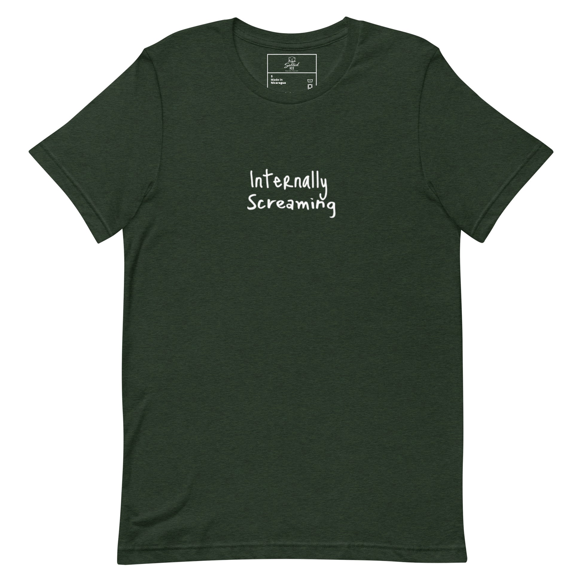 Salted Ice Internally Screaming T-Shirt | internally screaming aesthetic t‑shirt | funny stressed meme graphic tee | gen z anxious vibes streetwear t‑shirt | minimalist chaotic energy quote tee
