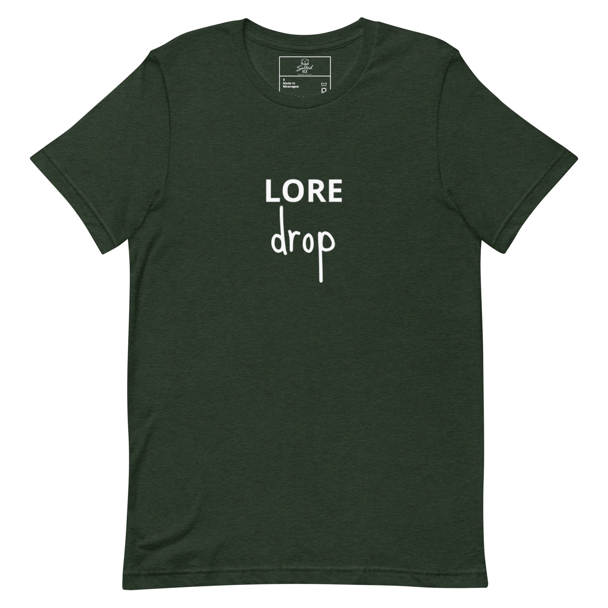 Lore Drop t-shirt, trendy streetwear graphic tee with viral meme design