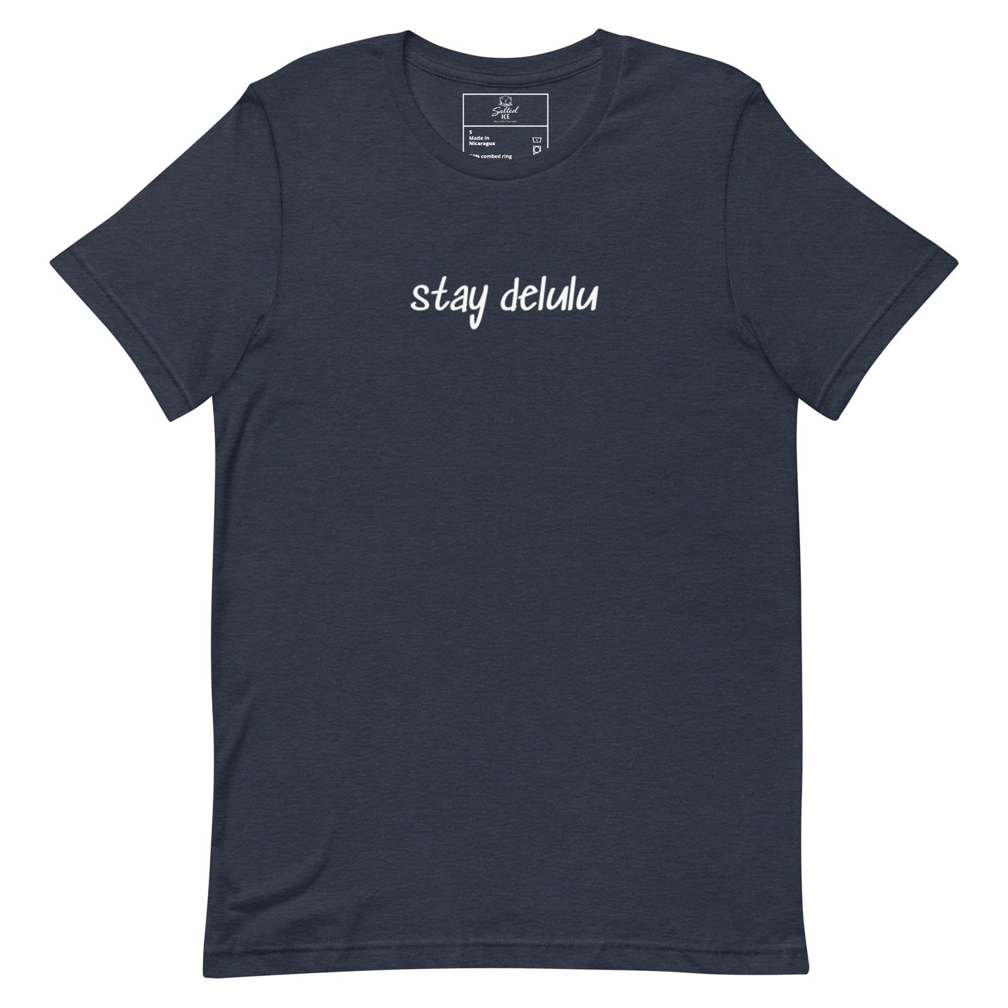 stay delulu t-shirt, funny meme graphic tee with viral internet slang design