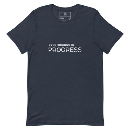 Overthinking In Progress t-shirt, funny anxiety introvert graphic tee with minimal streetwear design