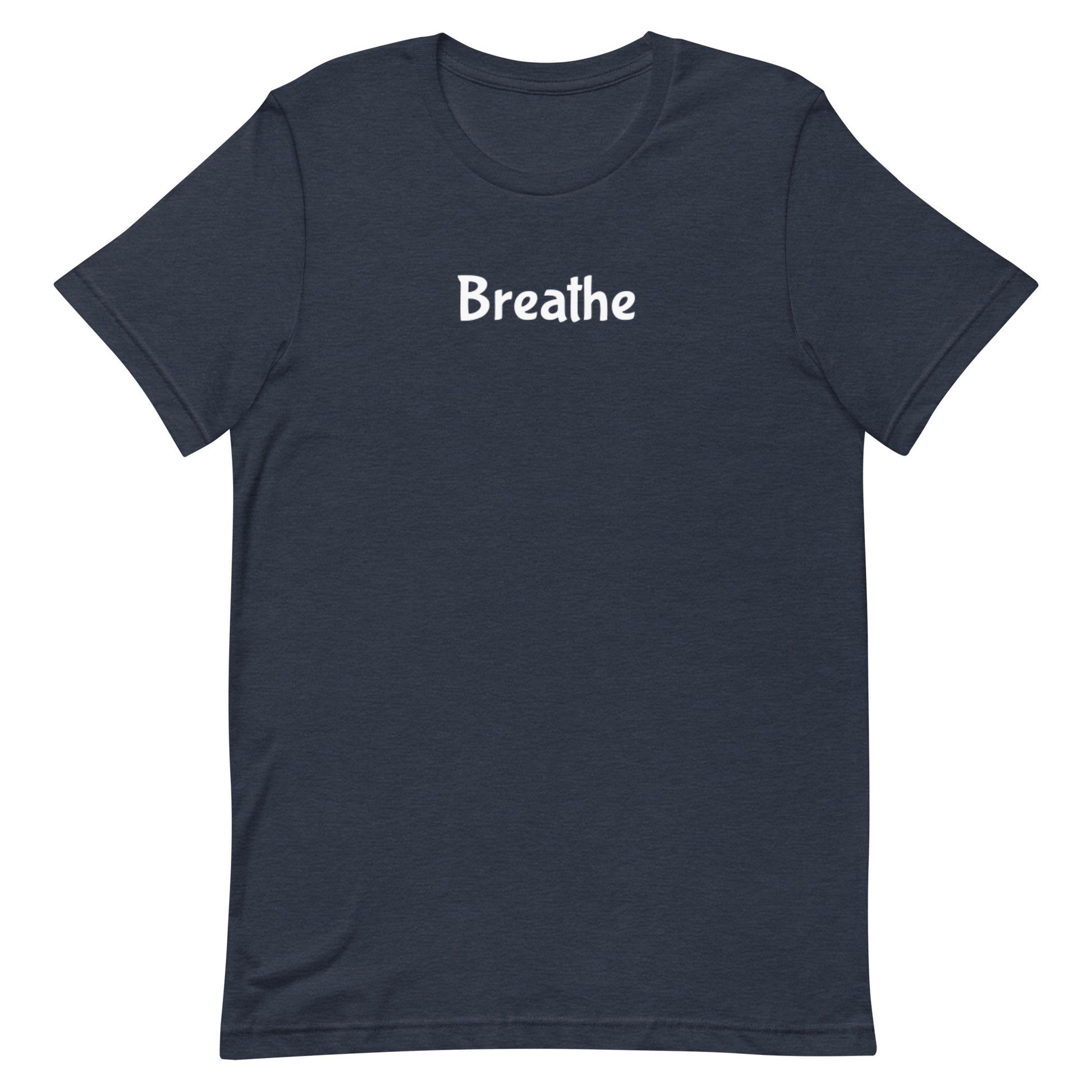 Breathe t-shirt, mental health minimal calm graphic tee with simple streetwear design