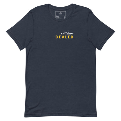 Caffeine Dealer t-shirt, funny coffee lover tee with minimal streetwear graphic design