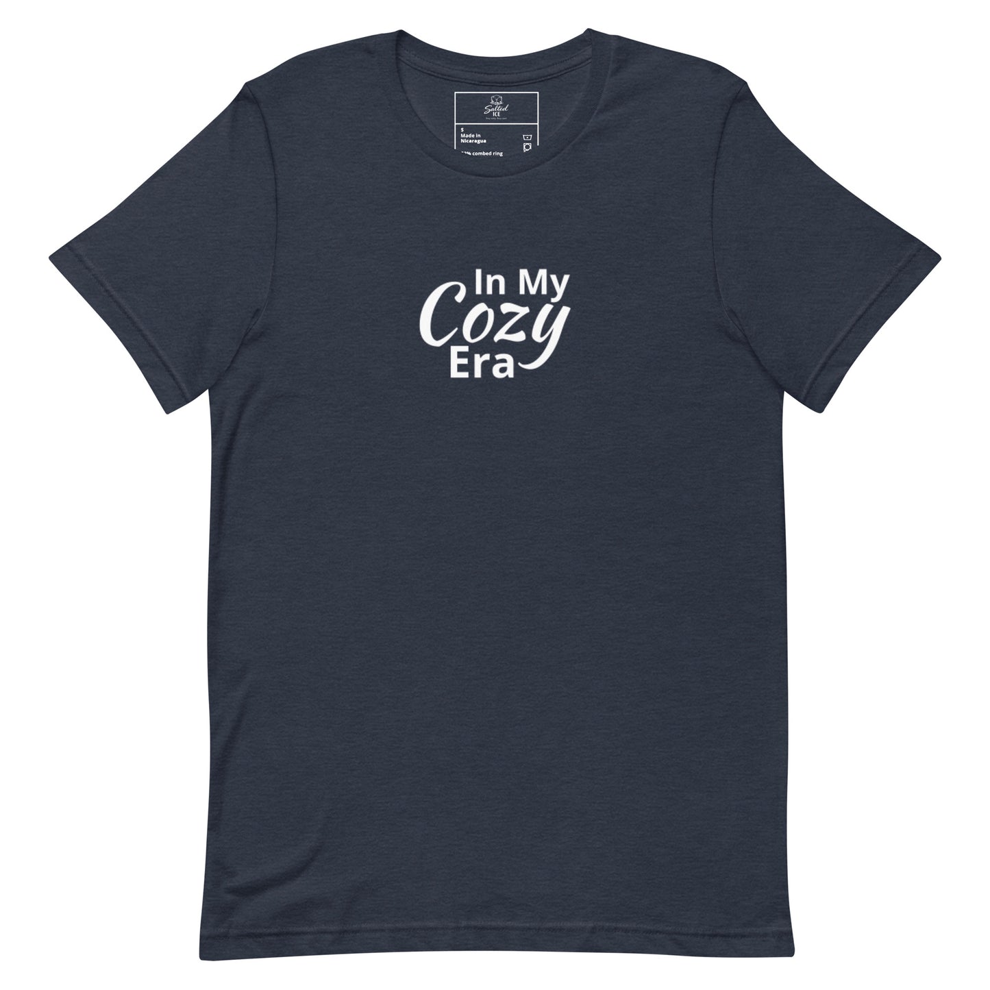 salted ice in my cozy era t-shirt | in my cozy era aesthetic t-shirt | comfy vibes graphic tee | gen z cozy streetwear t-shirt | minimalist comfort quote tee