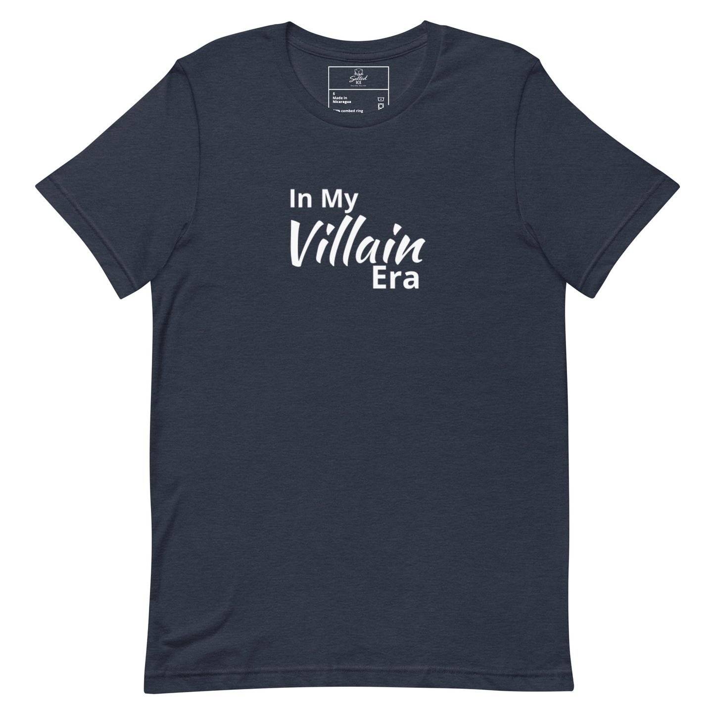 salted ice in my villain era t-shirt | in my villain era aesthetic t-shirt | funny edgy meme graphic tee | gen z villain vibes streetwear t-shirt | minimalist bold quote tee