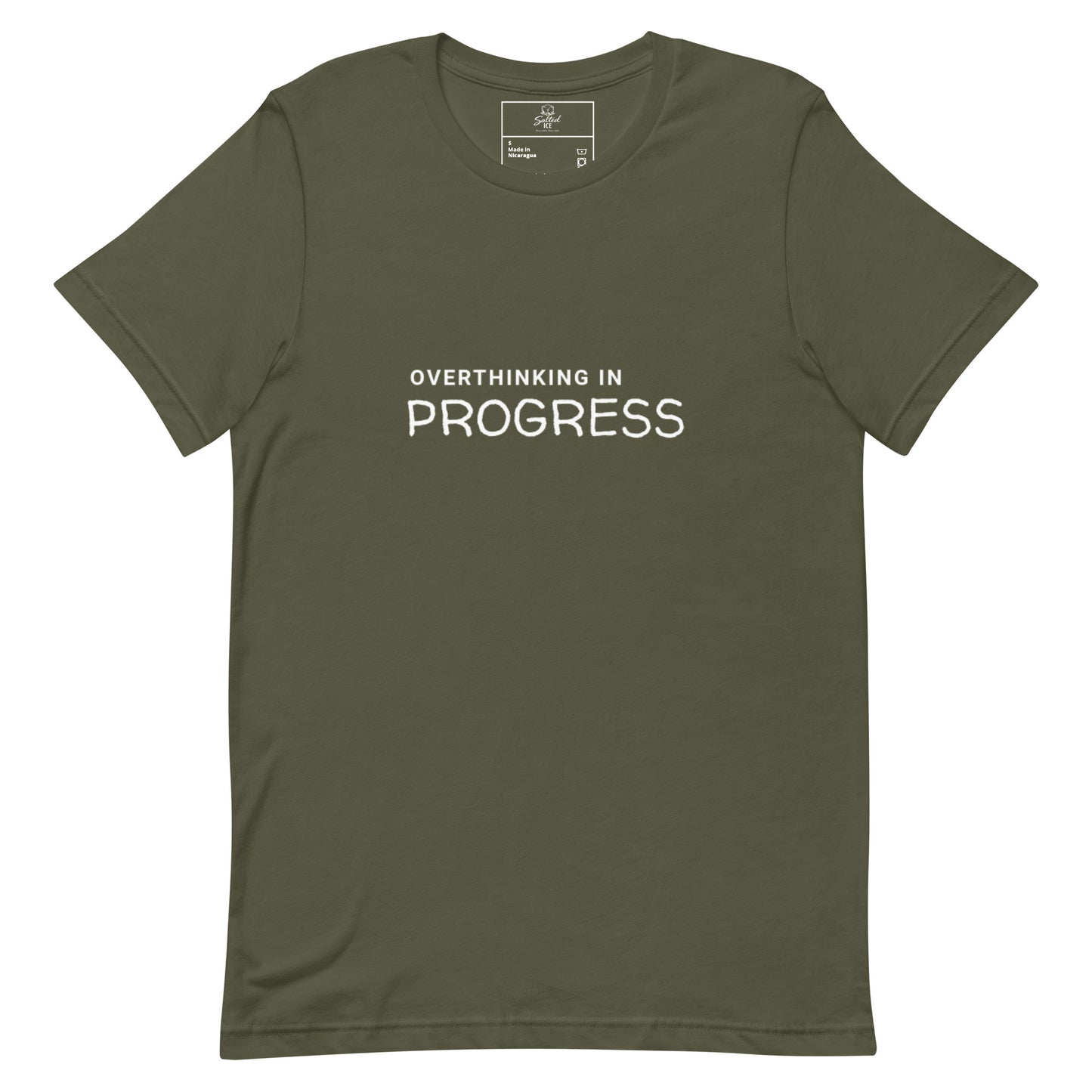 overthinking in progress t-shirt, funny anxiety introvert graphic tee with minimal streetwear design