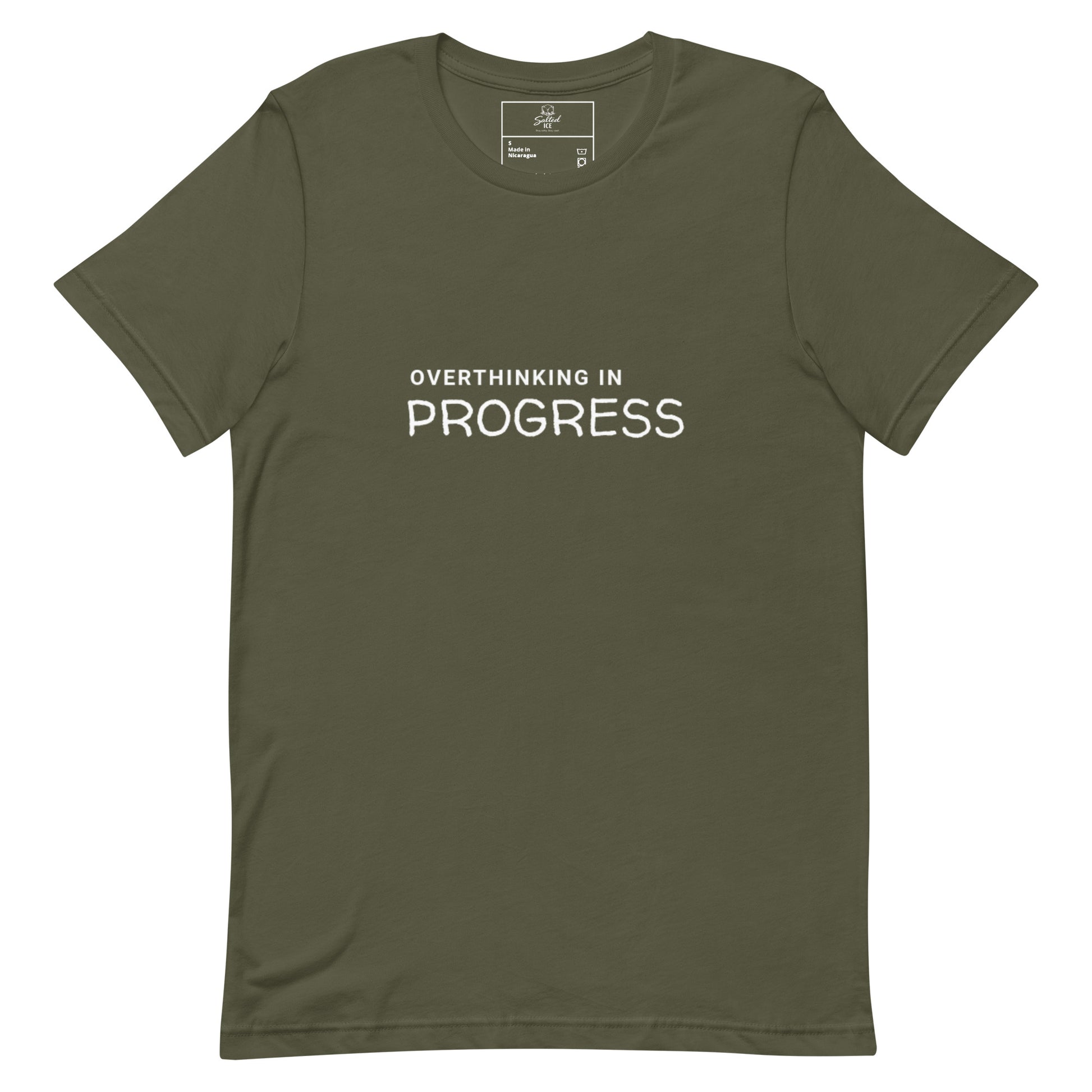 Overthinking In Progress t-shirt, funny anxiety introvert graphic tee with minimal streetwear design