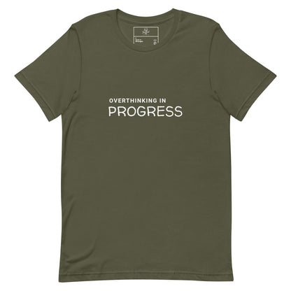 Overthinking In Progress t-shirt, funny anxiety introvert graphic tee with minimal streetwear design