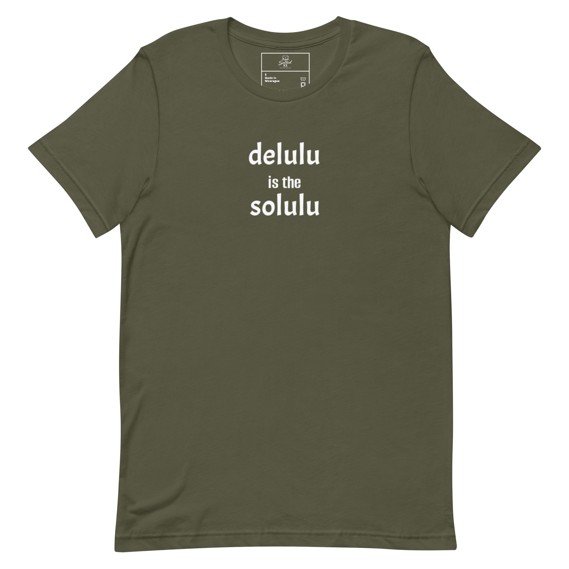 Salted Ice Delulu is the Solulu T-Shirt | delulu is the solulu aesthetic t-shirt | funny quirky meme graphic tee | gen z playful vibes streetwear t-shirt | minimalist humorous quote tee