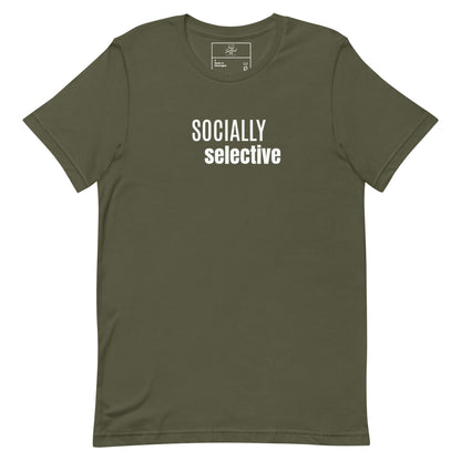 Salted Ice Socially Selective T-Shirt | socially selective aesthetic t-shirt | introvert vibes graphic tee | gen z selective energy streetwear t-shirt | minimalist mood quote tee