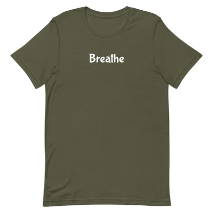 Breathe t-shirt, mental health minimal calm graphic tee with simple streetwear design