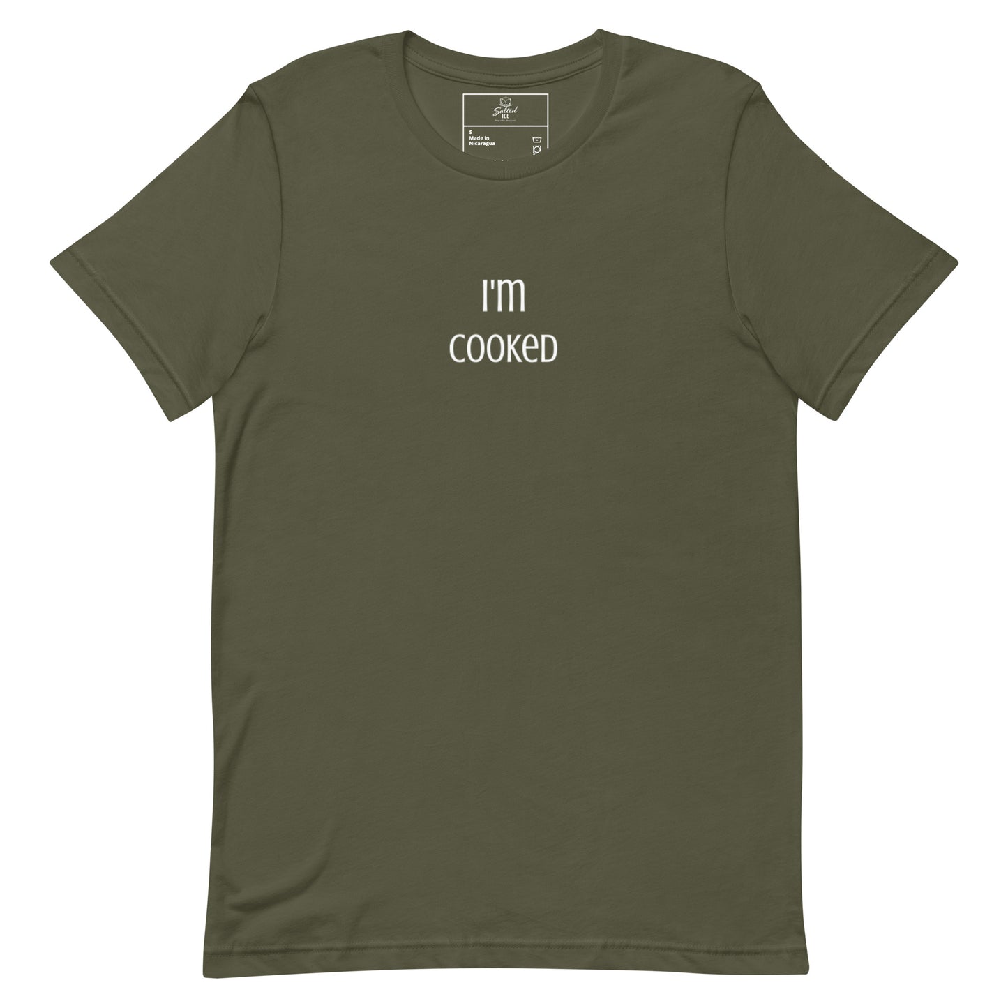 salted ice i'm cooked t-shirt | i'm cooked aesthetic t-shirt | funny exhausted meme graphic tee | gen z tired vibes streetwear t-shirt | minimalist burnout quote tee