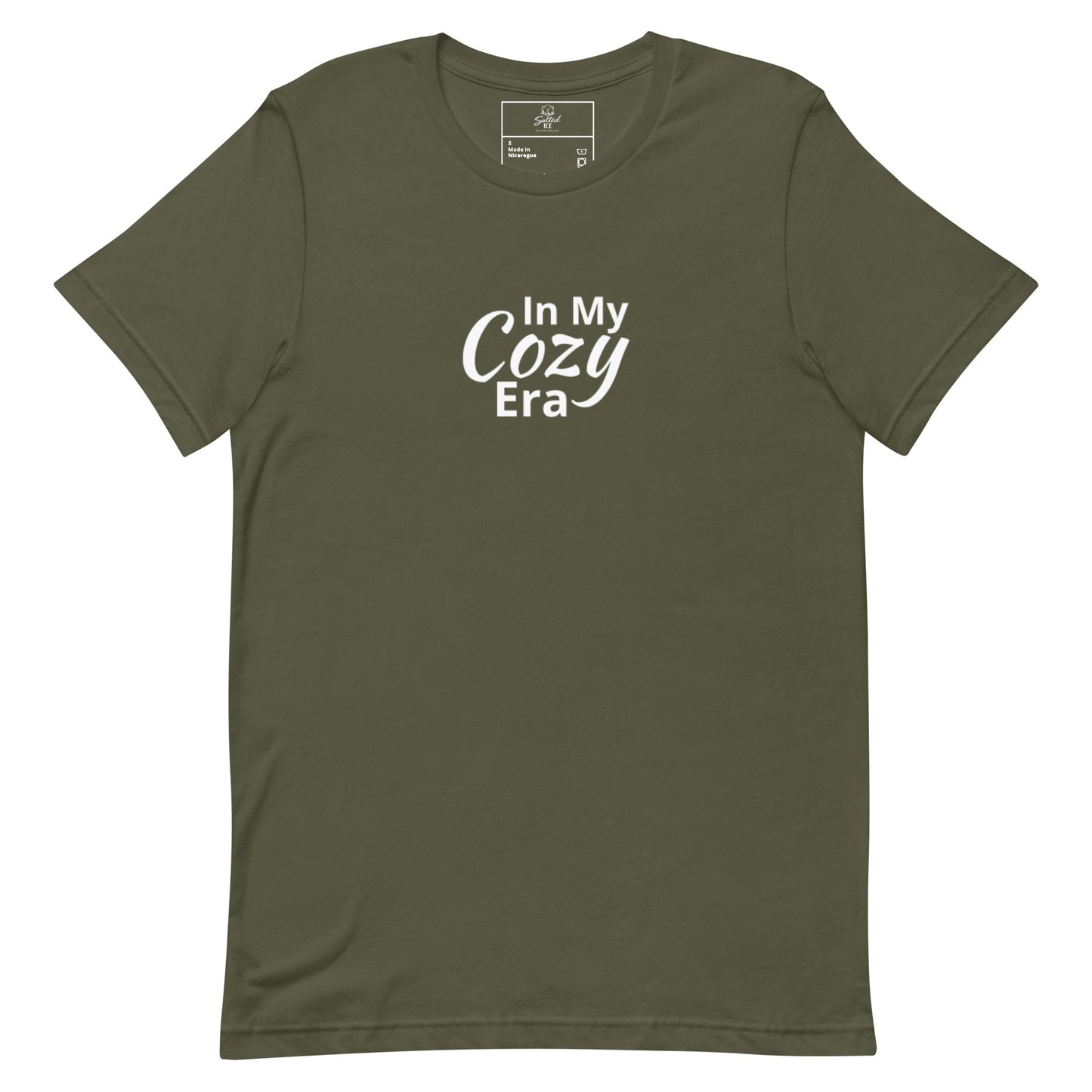 salted ice in my cozy era t-shirt | in my cozy era aesthetic t-shirt | comfy vibes graphic tee | gen z cozy streetwear t-shirt | minimalist comfort quote tee