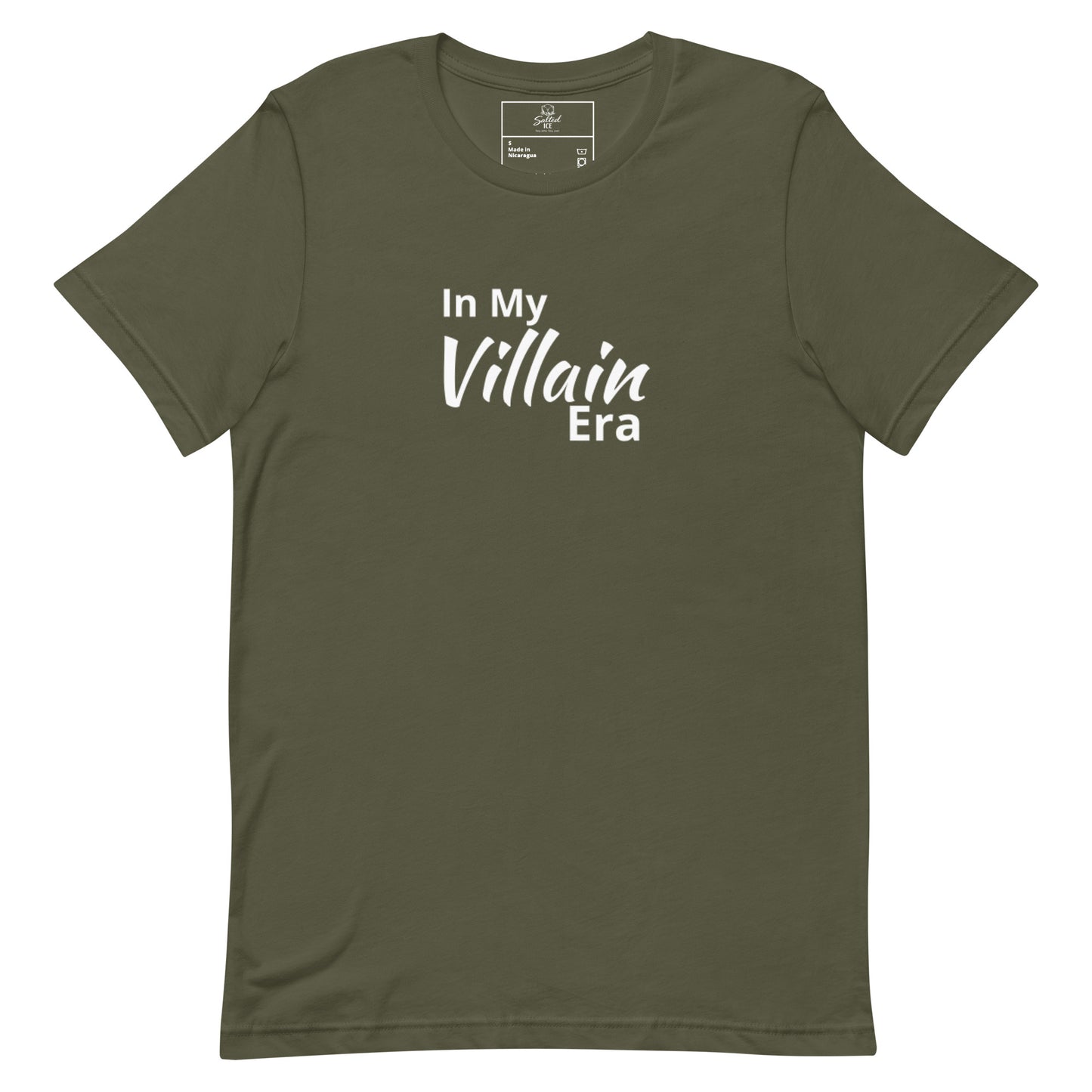salted ice in my villain era t-shirt | in my villain era aesthetic t-shirt | funny edgy meme graphic tee | gen z villain vibes streetwear t-shirt | minimalist bold quote tee