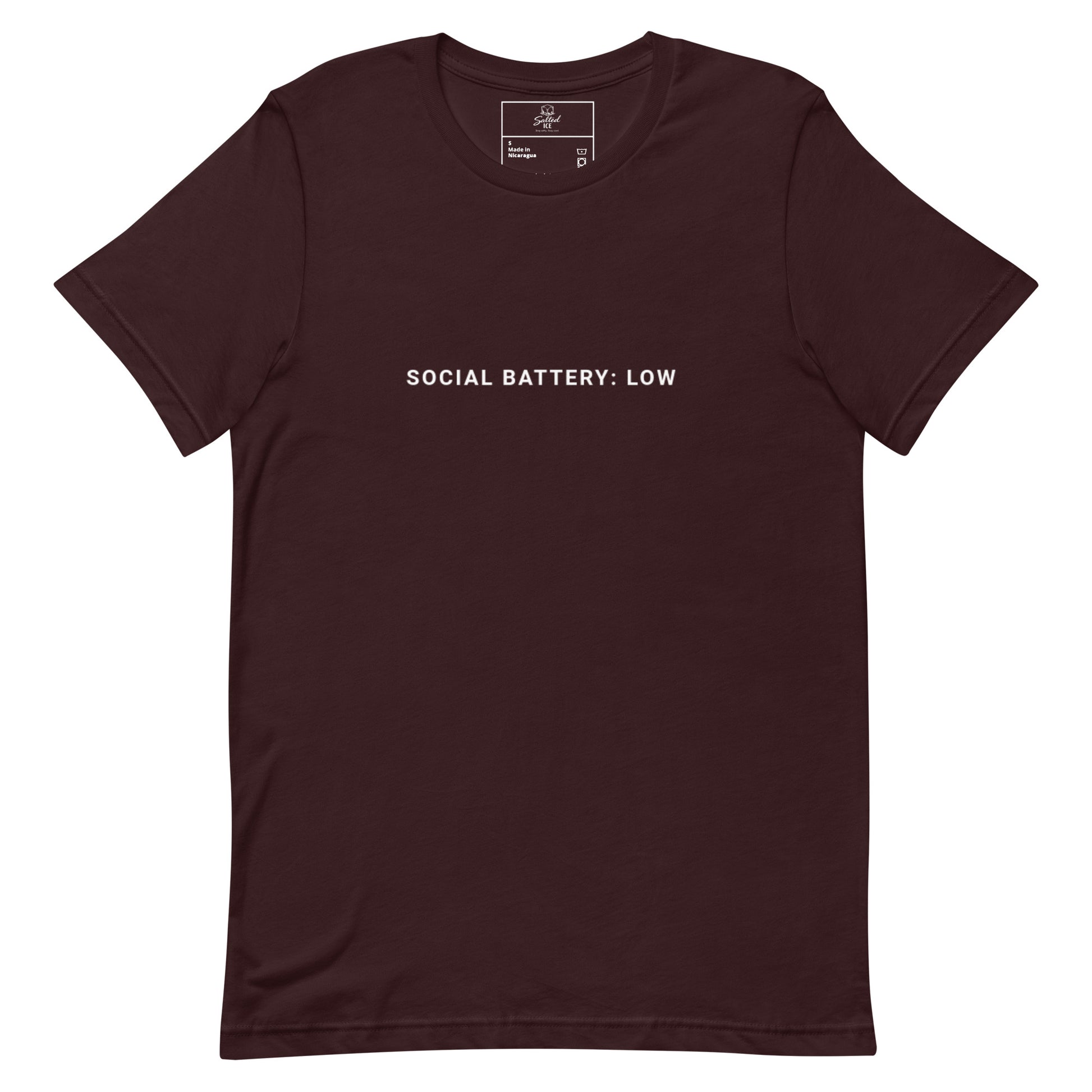 Salted Ice Social Battery: Low T-Shirt | social battery low aesthetic t-shirt | introvert vibes meme graphic tee | gen z low-energy streetwear t-shirt | minimalist mood quote t-shirt